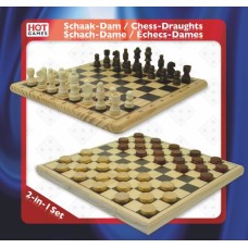 Schach-Dame-Set Holz bedruckt 29x29 cm Schach-Dame-Set Holz bedruckt 29x29 cm