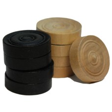 Damesteine 32 mm.Holz natur/schw.2x20 in Box Damesteine 32 mm.Holz natur/schw.2x20 in Box