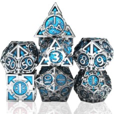 Metall-Würfelset Silber/Blau mit Pfeilen Metall-Würfelset Silber/Blau mit Pfeilen