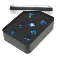 Glaswürfel-Set „Shattered“ Blau in einer Metalldose Glaswürfel-Set „Shattered“ Blau in einer Metalldose