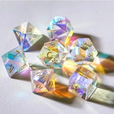 Glas-Würfelset Regenbogen in Metalldose Glas-Würfelset Regenbogen in Metalldose