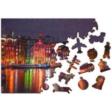 Wooden puzzle Amsterdam by night XL 600 Wooden puzzle Amsterdam by night XL 600