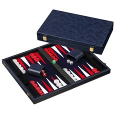 Backgammon Blau Intarsien Filz 38,5 cm Backgammon Blau Intarsien Filz 38,5 cm