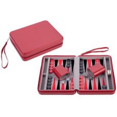 Backgammon mit Reißverschluss, 9 Zoll Rot Backgammon mit Reißverschluss, 9 Zoll Rot