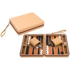 Backgammon mit Reißverschluss, 9 Zoll Beige Backgammon mit Reißverschluss, 9 Zoll Beige