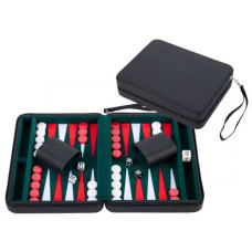 Backgammon mit Reißverschluss, 9 Zoll Schwarz Backgammon mit Reißverschluss, 9 Zoll Schwarz
