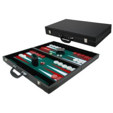 Backgammonkoffer Schw/Grün Intars.53x8 cm. Backgammonkoffer Schw/Grün Intars.53x8 cm.