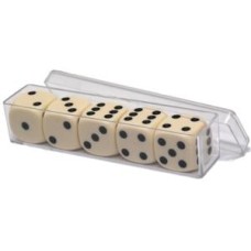 Würfel-Set 5 St.16 mm.creme in Kunst.Dose Würfel-Set 5 St.16 mm.creme in Kunst.Dose