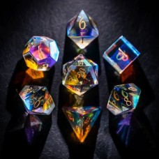 Glas-Würfelset Regenbogen in Metalldose Glas-Würfelset Regenbogen in Metalldose