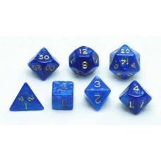 Würfel-Set,7 St.Blau Marmor/Perlmutt Würfel-Set,7 St.Blau Marmor/Perlmutt