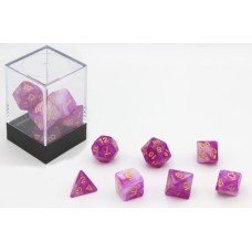 Dobbelstenen Stardust Paars/Wit 7set Dobbelstenen Stardust Paars/Wit 7set