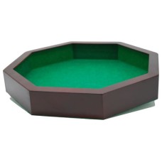 Würfelteller braun, achteckig, MDF,grün Filz 38cm. Würfelteller braun, achteckig, MDF,grün Filz 38cm.